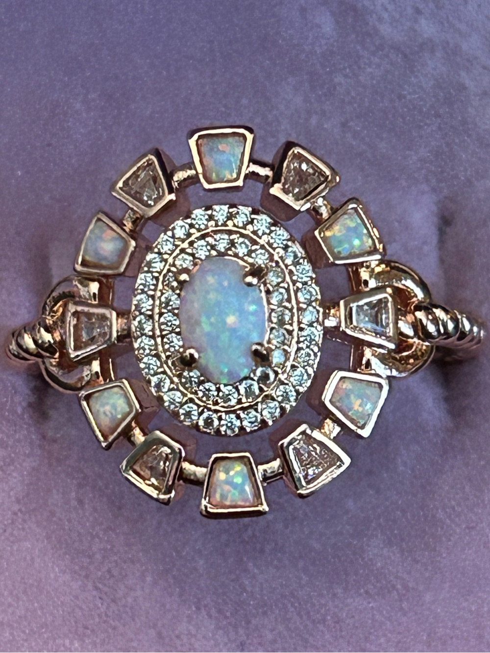 BP ‘The Secret Shine’ Opal Halo Ring in Rose Gold Tone with Rope Design Size9 - Picture 2 of 12